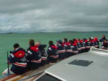 Crew of maxi yacht Leopard of London in breathable jackets