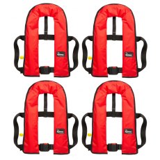Set Of Four Bluewave Red 150N 'Pull Cord To Inflate' Manual Lifejackets Plus Storage Bag