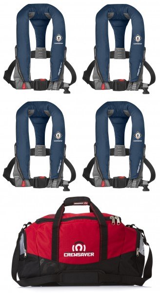 Set of Four Crewsaver Crewfit Sport Auto Navy / Grey Plastic Buckle 165N plus Storage Bag