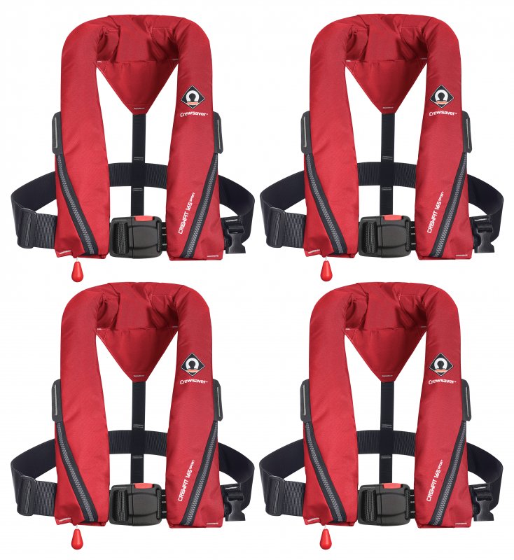 Crewsaver Set Of Four Red Crewsaver Crewfit Sport Plastic Buckle 165N Plus Storage Bag