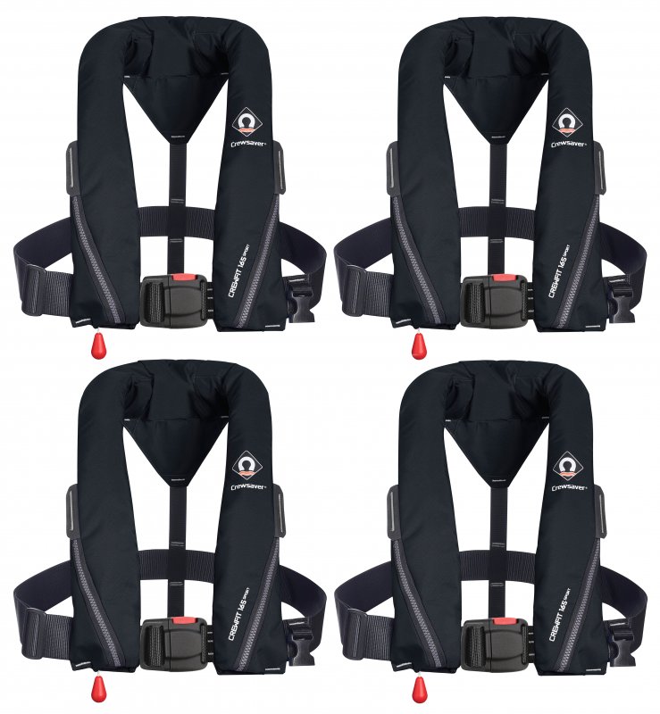 Crewsaver Set Of Four Black Crewsaver Crewfit Sport Plastic Buckle 165N Plus Storage Bag
