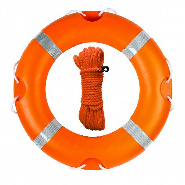 30" Lifebuoy - Solas 2.5kg - Orange, with 30M floating line