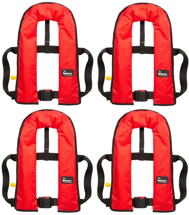 Bluewave Set Of Four Bluewave Red 150N 'Pull Cord To Inflate' Manual Lifejackets Plus Storage Bag