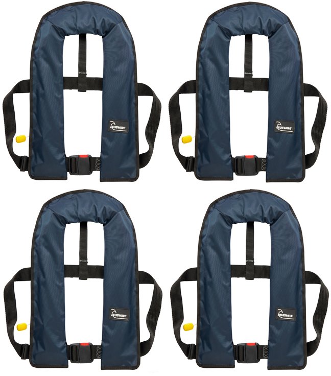 Bluewave Set Of Four Bluewave Navy 150N 'Pull Cord To Inflate' Manual Lifejackets Plus Storage Bag