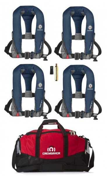 Set of Four Crewsaver Crewfit Sport Harness 165N Navy Grey with Service Kit and Bag