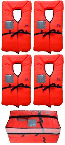 Set of 4 Emergency 100N Lifejackets - One Size Age 10 to XL Adult
